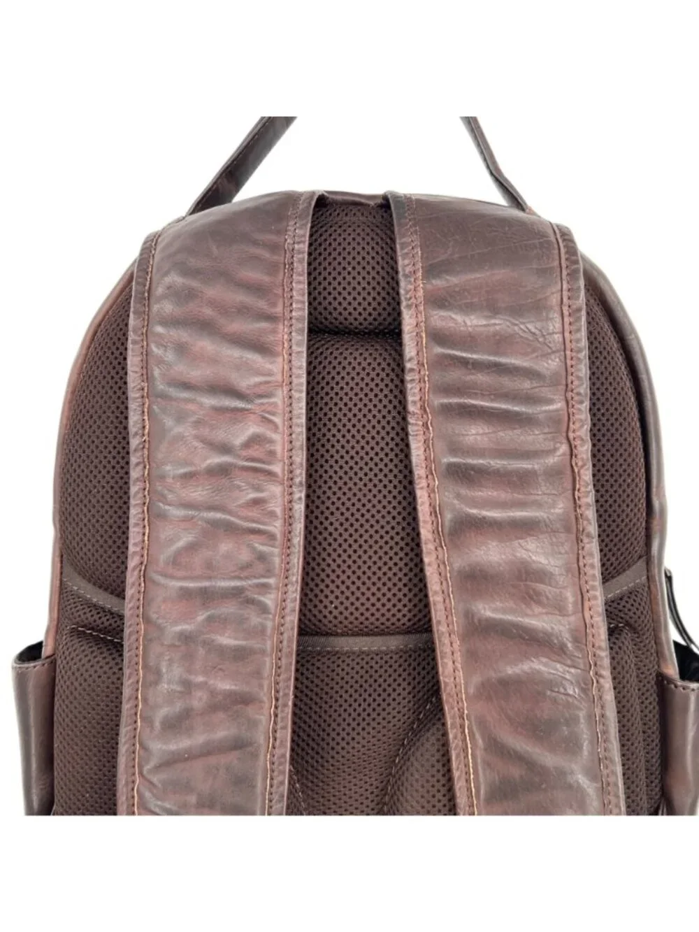 Chaps Leather Backpack Dark Brown Travel Laptop Bag Multi Pocket Rucksack
